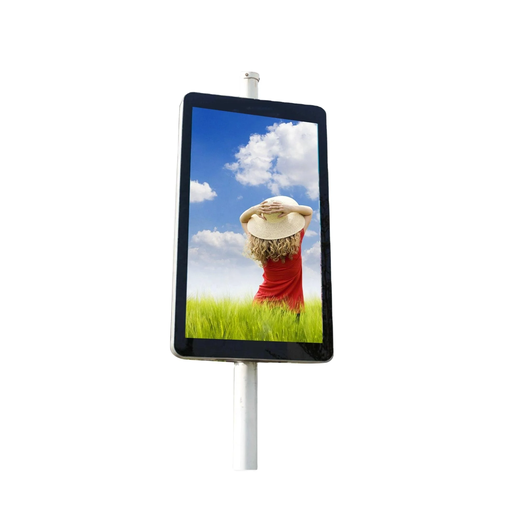 Full Color LED Screen SMD P5 Waterproof Street Lamp Pole 4G Advertising LED Billboard One Pole Outdoor LED Display