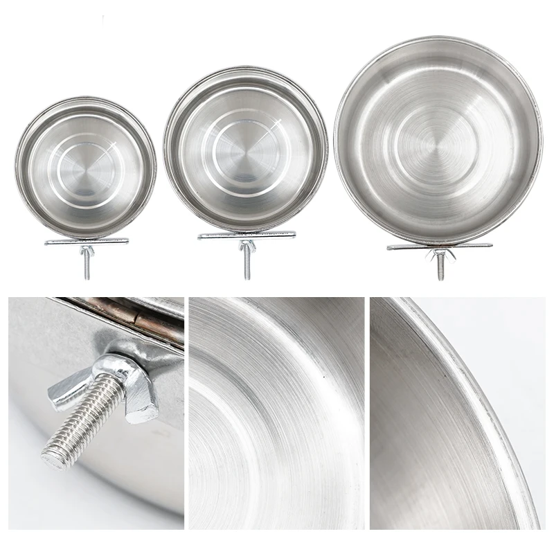 Высококачественная миска для кормления птиц из нержавеющей стали с зажимом