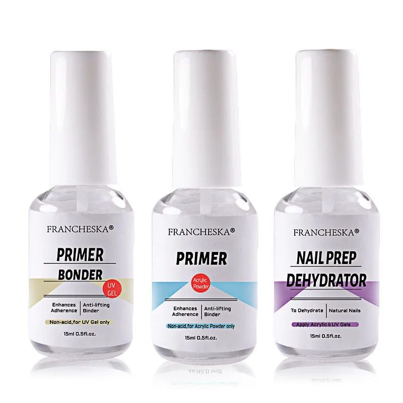 Wholesales 15ml manicure uv gel nail primer and dehydrator kit enhance adherence acrylic powder acrylic nail primer bonder