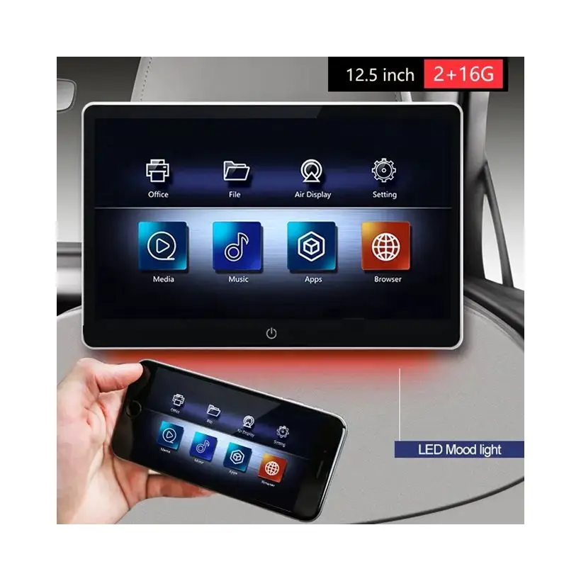 Android 12 Baby 4k Tv Tablet Video Rear Seat Entertainment 13.3 Inch Car Headrest Monitor With Av Input Youtube Netflix