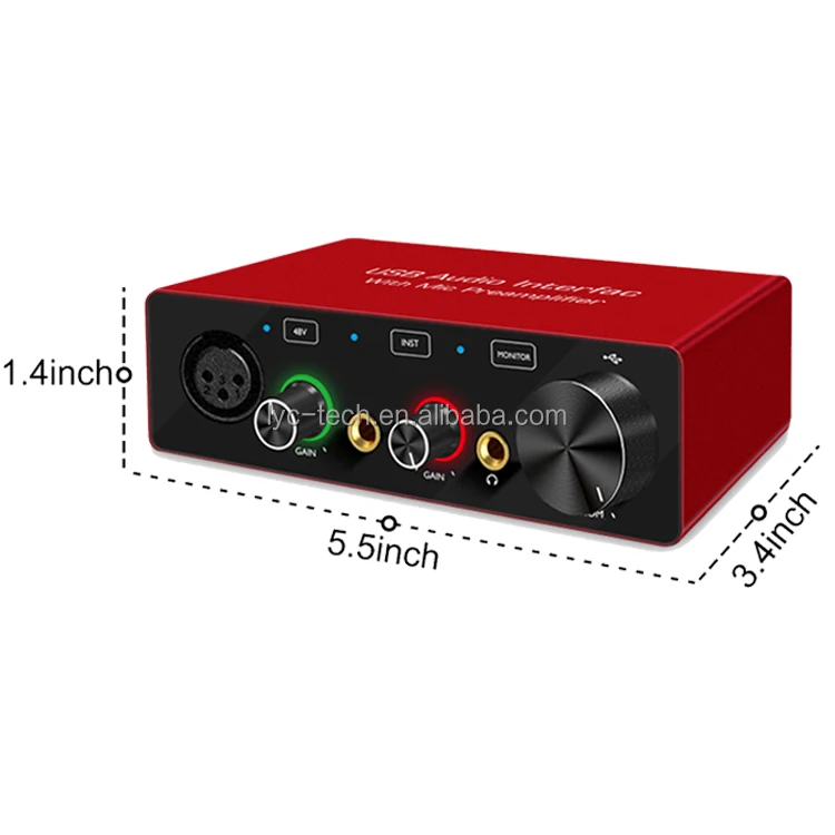 
 Top quality 48 V phantom power audio interface usb recording  