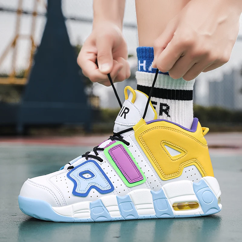 Personality Design Sneakers High Top Breathable Air Cushion Non-slip Basketball Shoes