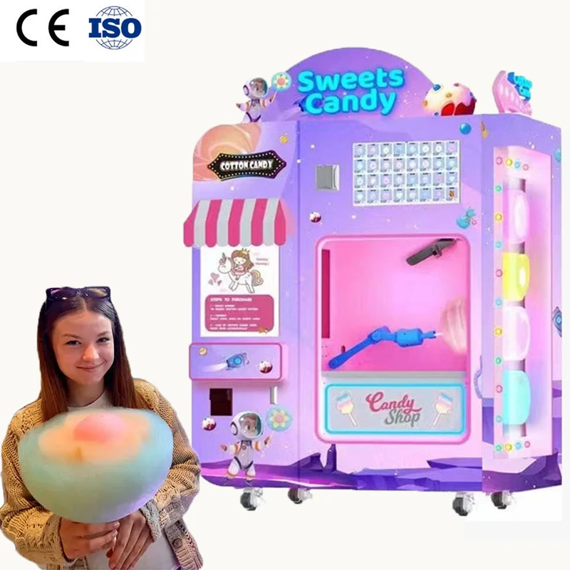 Intelligent Automatic Sugar Cloud Cotton Candy Machine Robot 144 Fancy Cotton Candy Commercial Vending Machine