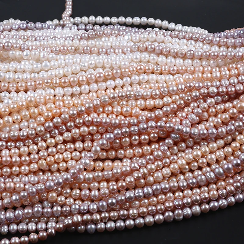 7-8mm Thread Pearl Factory Price White Pink Purple Potato Freshwater Pearl Strand