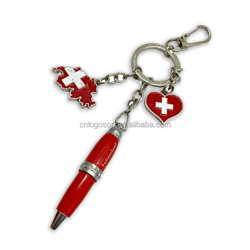 souvenirs custom switzerland metal ball point pen keychain and fridge magnet for tourist