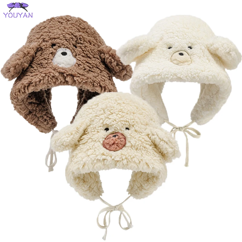 Wholesale Hat Scarf Mask 3 In 1 Thickened Ear Protection Windproof Cute Bear Ear Custom Warm Winter Hat For Women