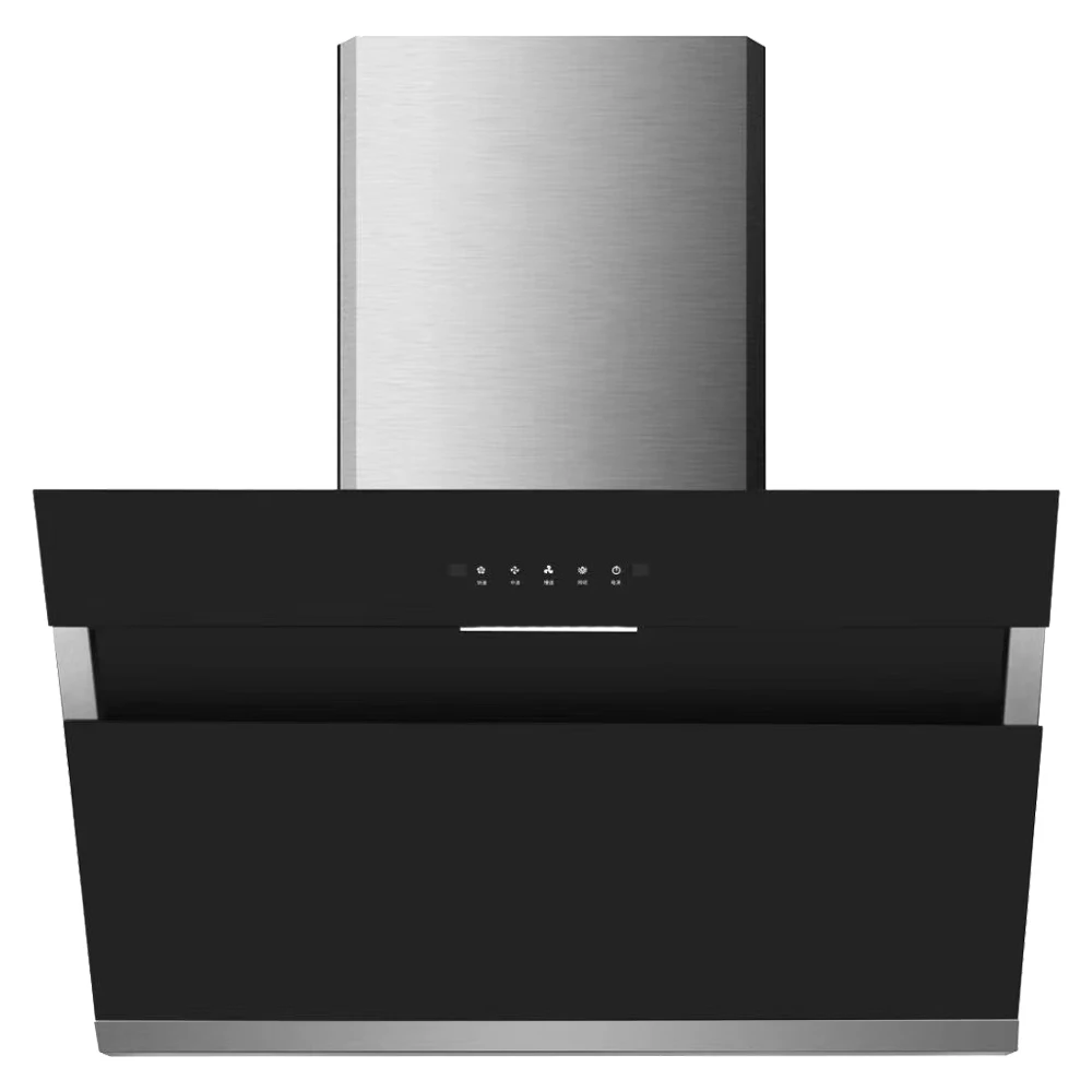 Gexiang Factory Home Wall Mounted Customized High Quality Windswept Black Kitchen Range Hood