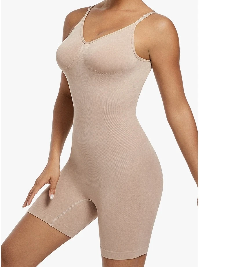 U Backless Shapewear Nylon Round Neck Seamless Butt Lifter Full Body Shaper Waist Trainer Bodysuit for Women Tummy Control