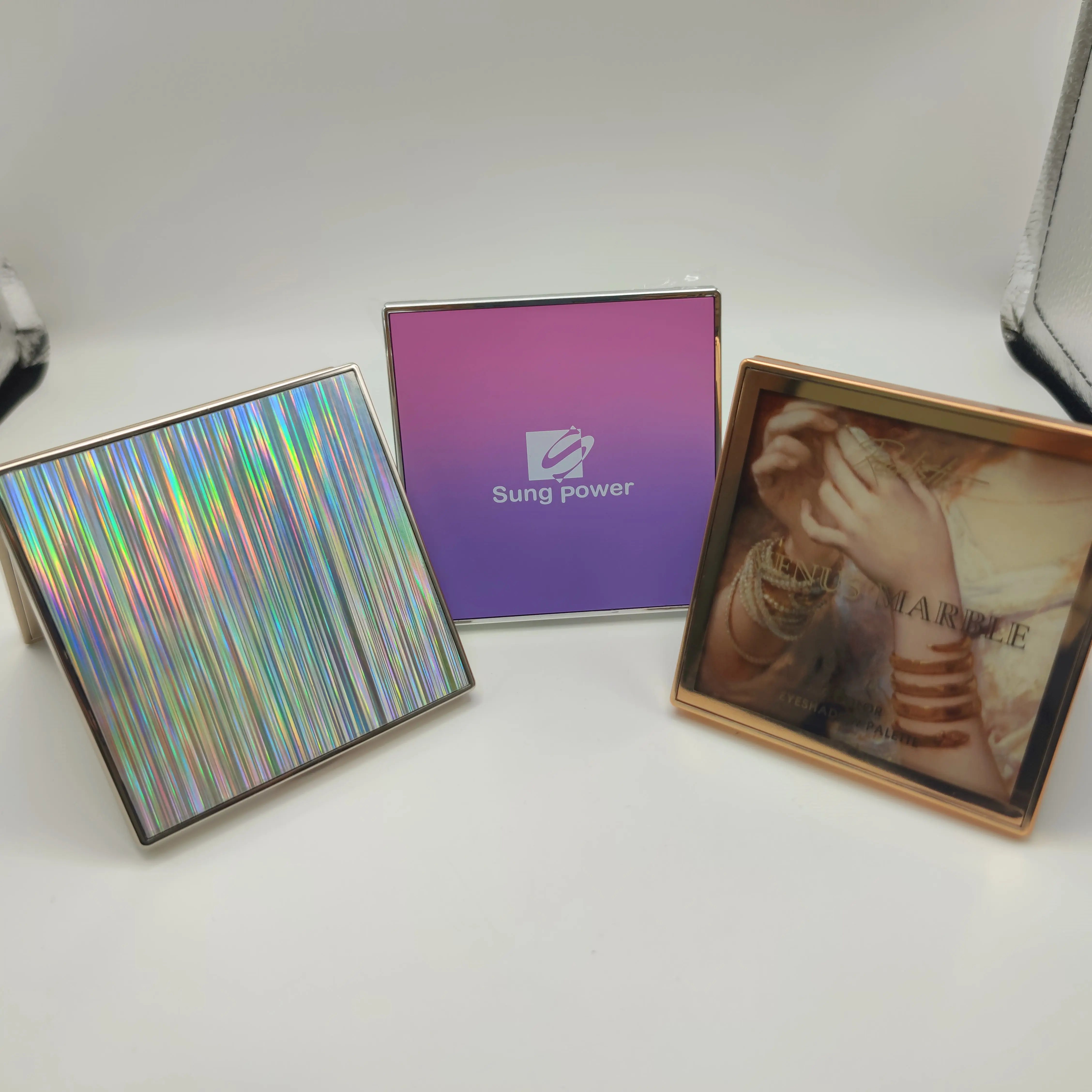 Empty Eco Friendly Empty Eyeshadow Palette 3 Eye Shadow Holder Case Box Sungpower Custom Square Luxury Cosmetic Packaging White