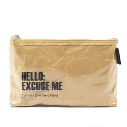 New Arrival Waterproof PVC Outer Layer Tyvek Kraft Color Cosmetic Bag Travel Makeup Bag Washable Dupont Paper Storage Pouch