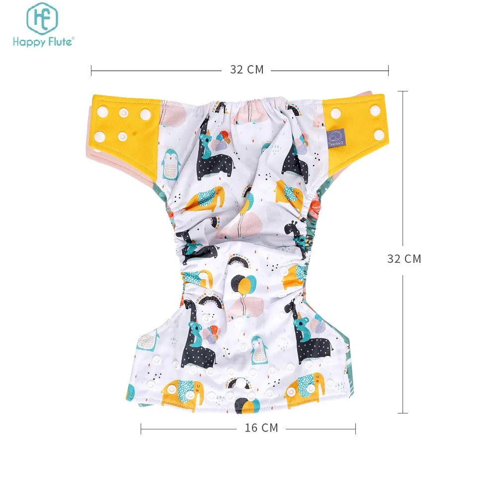 Happyflute Coffee Fiber Diaper Inserts Pants Reusable Cloth Nappy Washable Pocket Diapers for baby