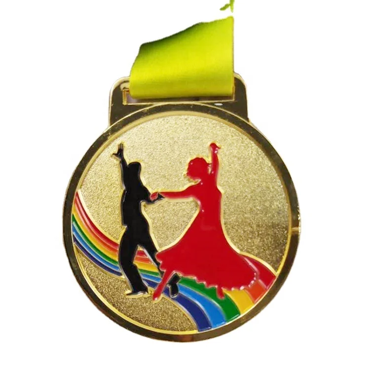 Fan Shu Custom Die Cast Metal Frosted Duet Dancing Medal And Trophies Dance Sport Medals