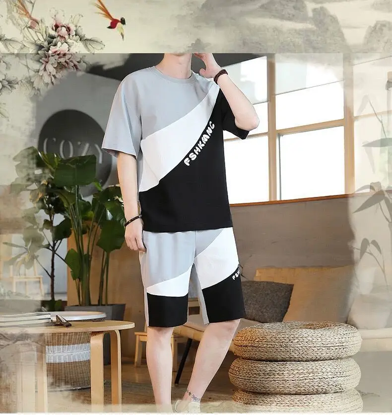 Direct Delivery In Stock Summer Tracksuit Sets Short Sleeve T-shirt Shorts Set Casual Sports Suit For Men