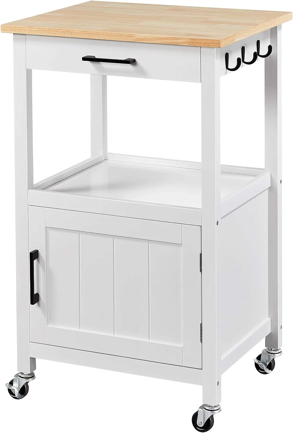 Rolling Kitchen Island with Single Door Cabinet, Kitchen Cart with Drawer on Swivel Wheels, Small Coffee Cart