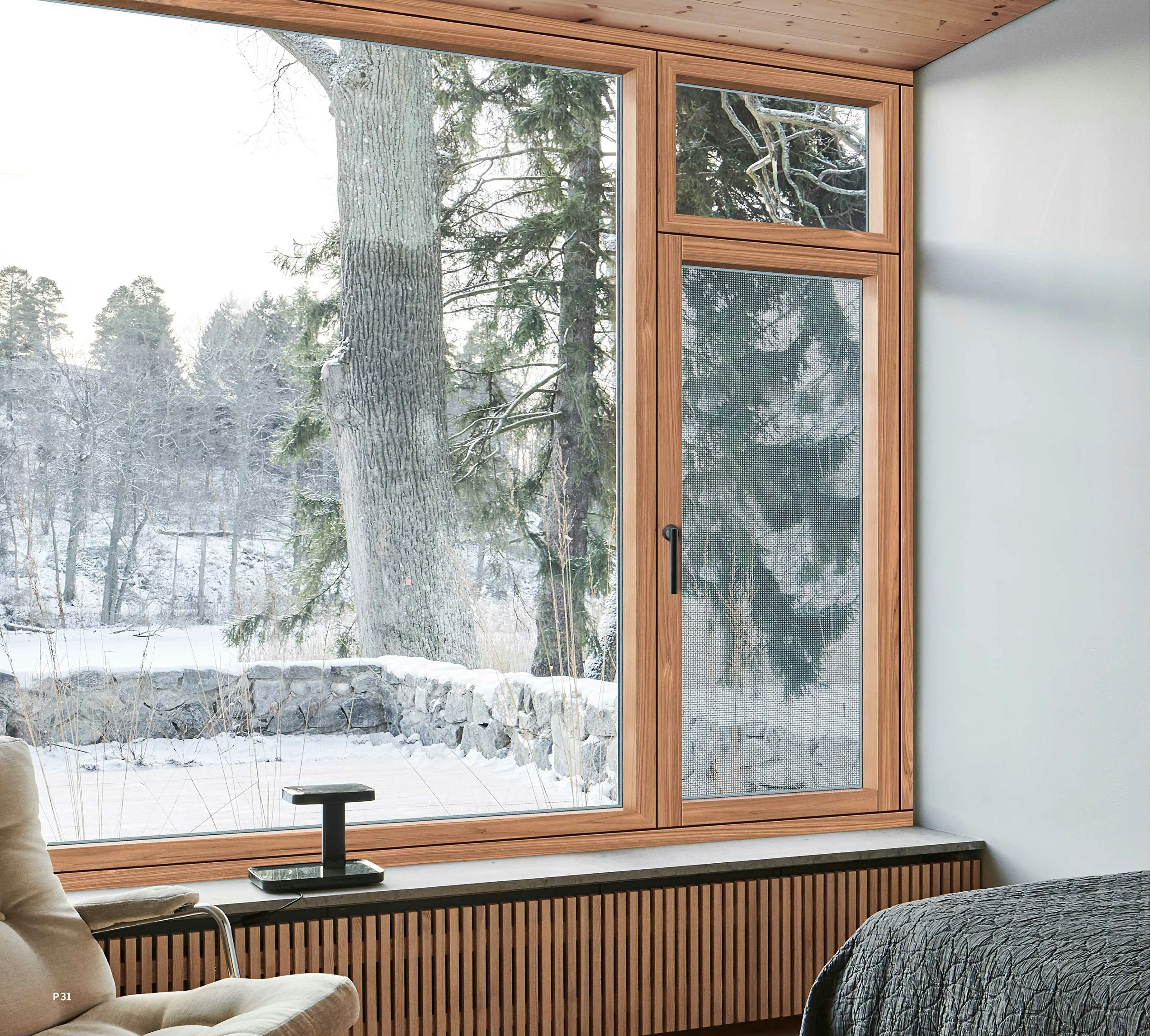 KIMSUN Modern Double Glazed Fully Tempered Glass Wooden Window Design Top Casement Windows Red Oak Wood Window