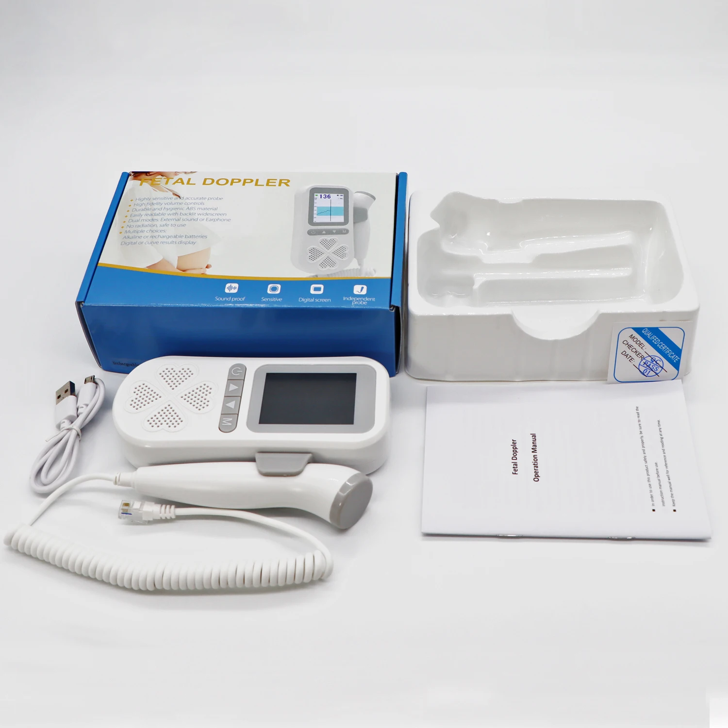 Большой экран портативный цифровой в начале 9-16 недель слышный монитор сердцебиения ребенка фетальный допплер