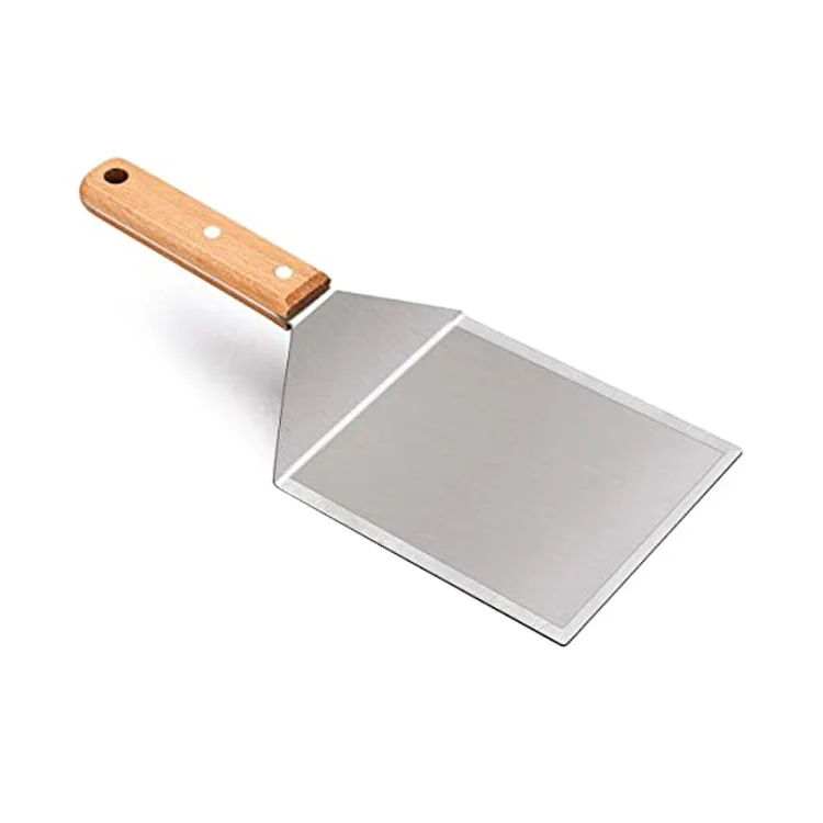 One Stop Shopping Smashed Burger Turner Scraper Heavy-Duty Metal Spatula with Cutting Edges Stainless Steel Large Grill Spatula