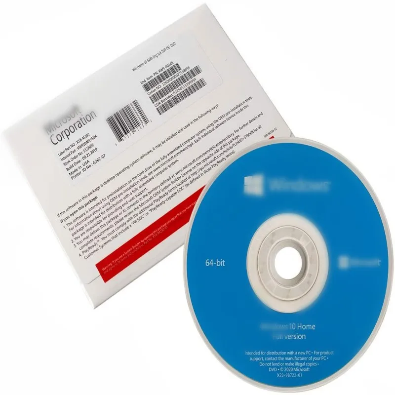 Многоязычный Win 10 домашний OEM DVD-пакет с КоА-наклейкой полный пакет лицензионный ключ 100% онлайн-активации Быстрая доставка