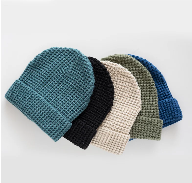 High quality customized acrylic waffle knit warm unisex hat knit tweed hat