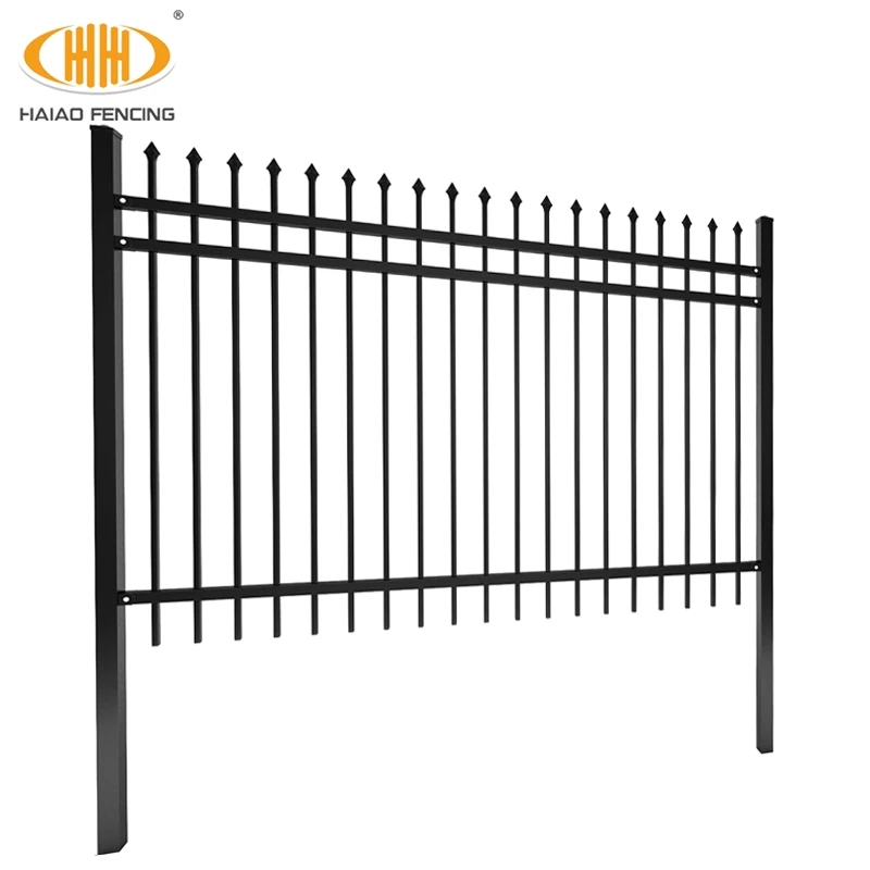 Haiao 6 foot solid galvanized iron industrial fence steel picket fencing square tube wrought iron fence panels