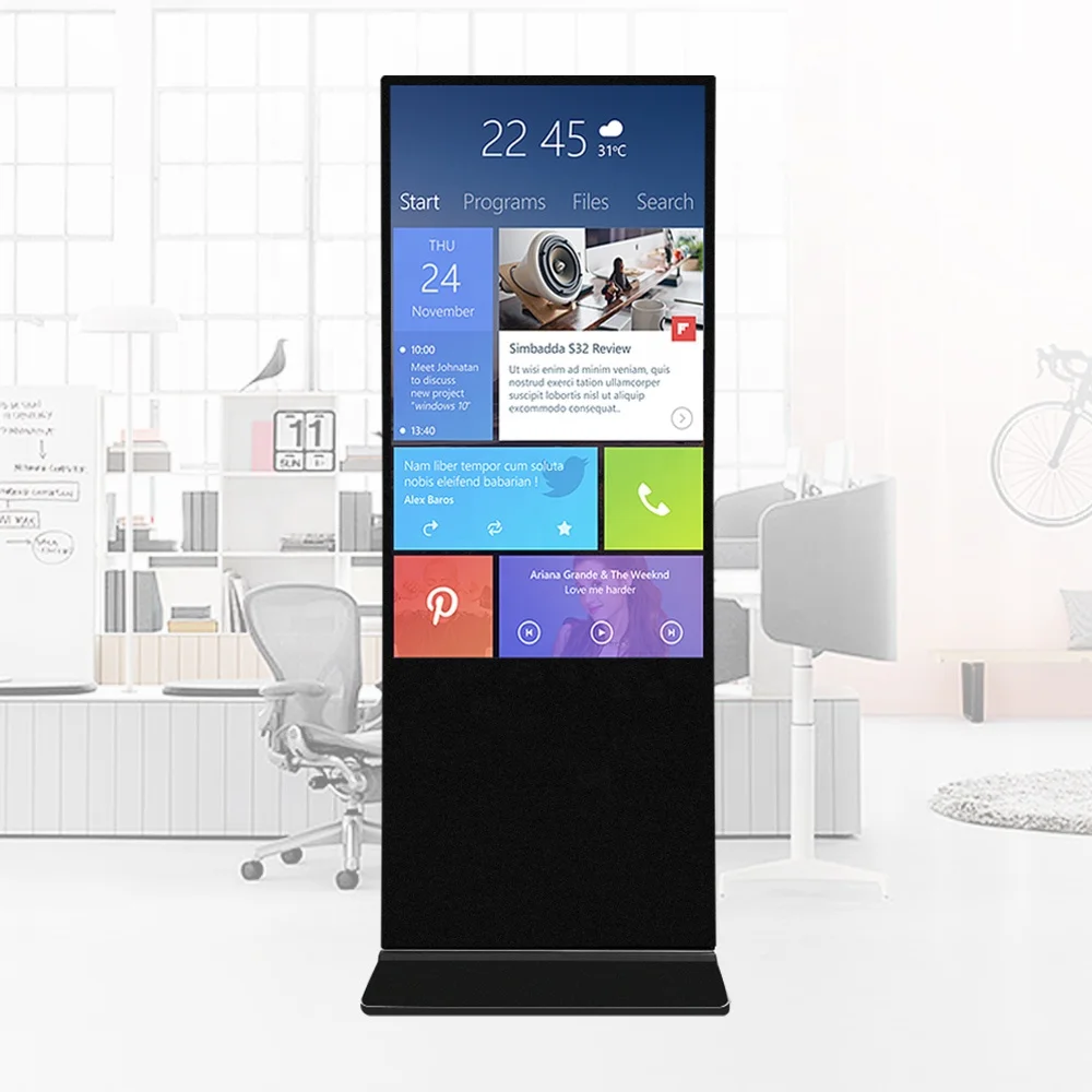 Totem indoor floor stand touch screen android lcd player advertising screen digital signage and displays