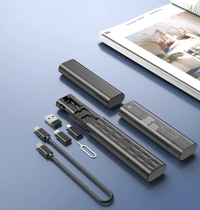 Multifunction USB Micro LT Adapter SD Card Store Type-C Plug Storage Case for Travel Cell Phone Pad Charging PC Computer Data