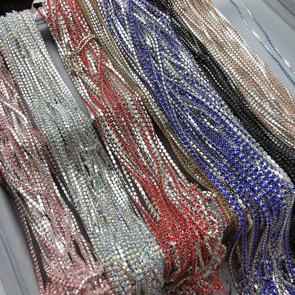 ss6/ss8/ss12 strass diamond metal banding rhinestone cup trimming for DIY clothing decoration