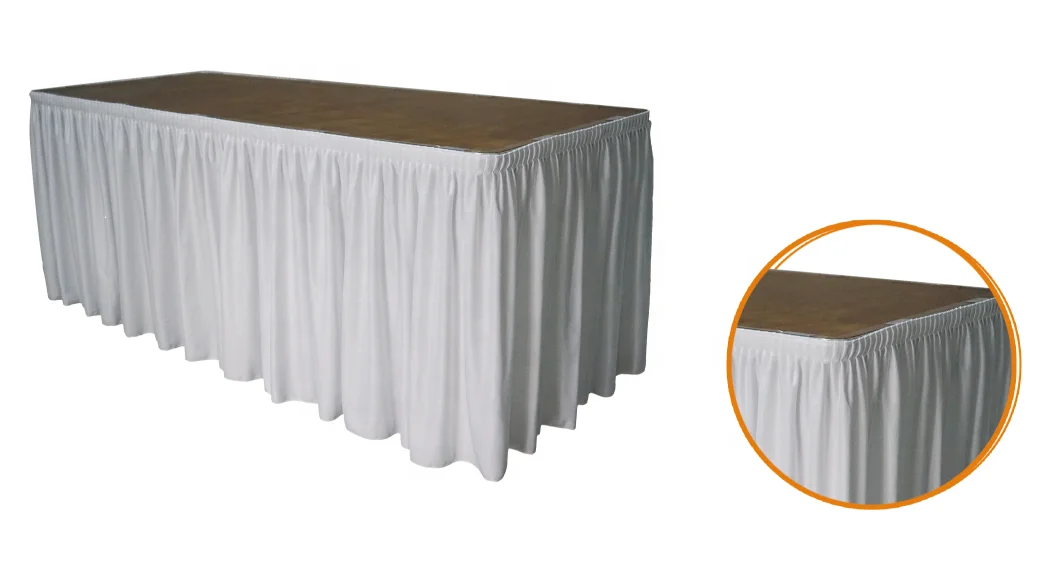  Polyester Plain Woven Knitted Poly-jersey Satin Fabric Table Skirt Skirting Box Pleats Elegant