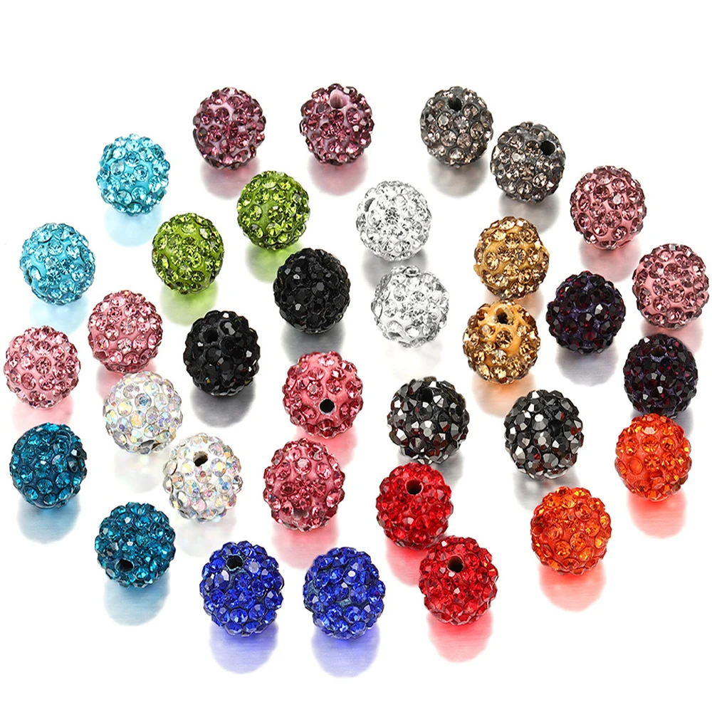 SOJI Hot Sale 10mm Rhinestone Ball Beads Clay Paved Crystal Shambhala Disco for Jewelry Making DIY Bracelets