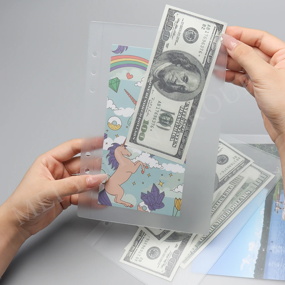 A5 A6 A7 Mini Top Loading Clear Frost PVC Envelope Pouch Zipless Loose Leaf Binder Pocket Photo File Card Zipperless Pockets Bag