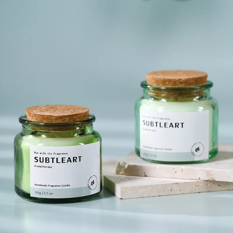 In Bulk Creative Souvenir Glass Jar Scented Candle Wooden Plug Aroma Candle With Clear Amber Green Jar