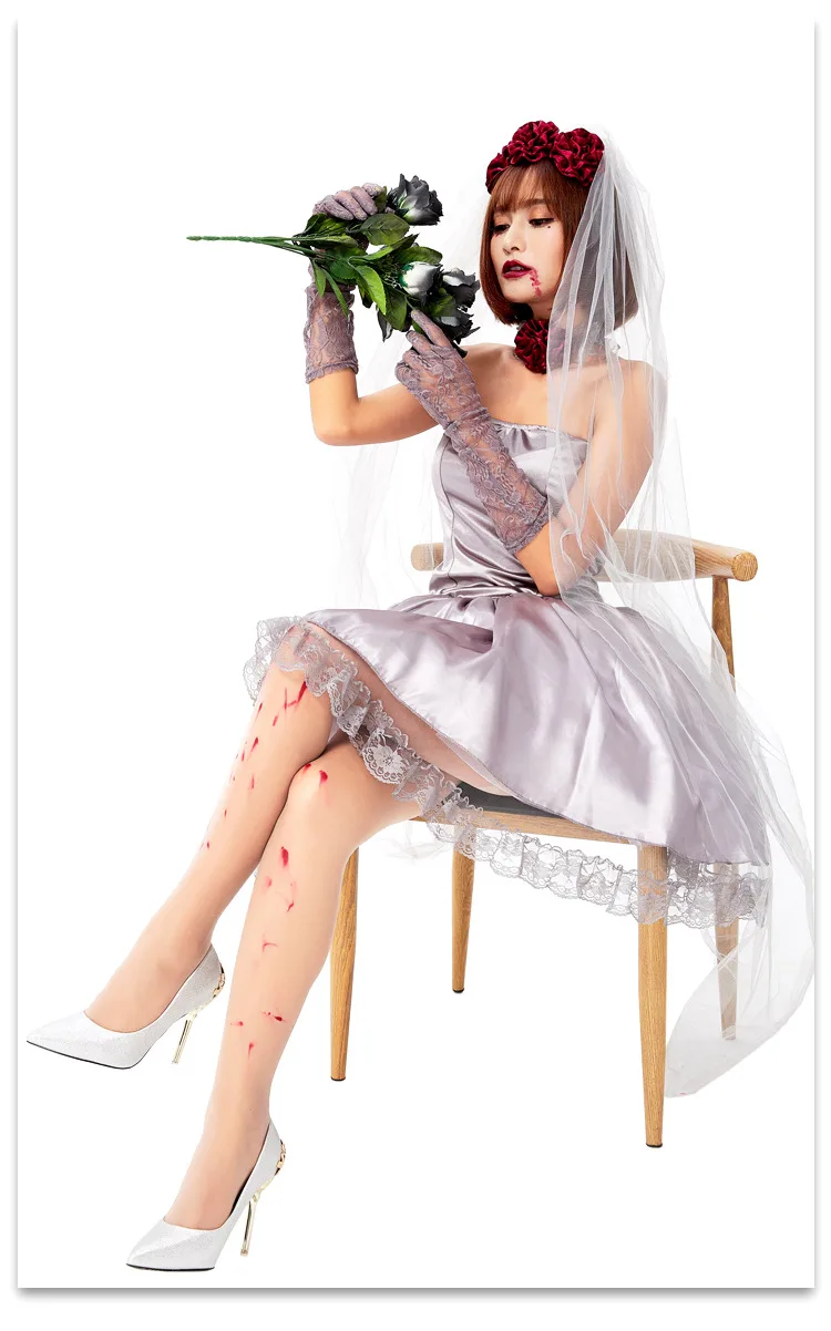 Halloween Dead Bride Vampire Costume For Adult Women Carnival Party Ghosts Zombie Bloody Cosplay Outfit