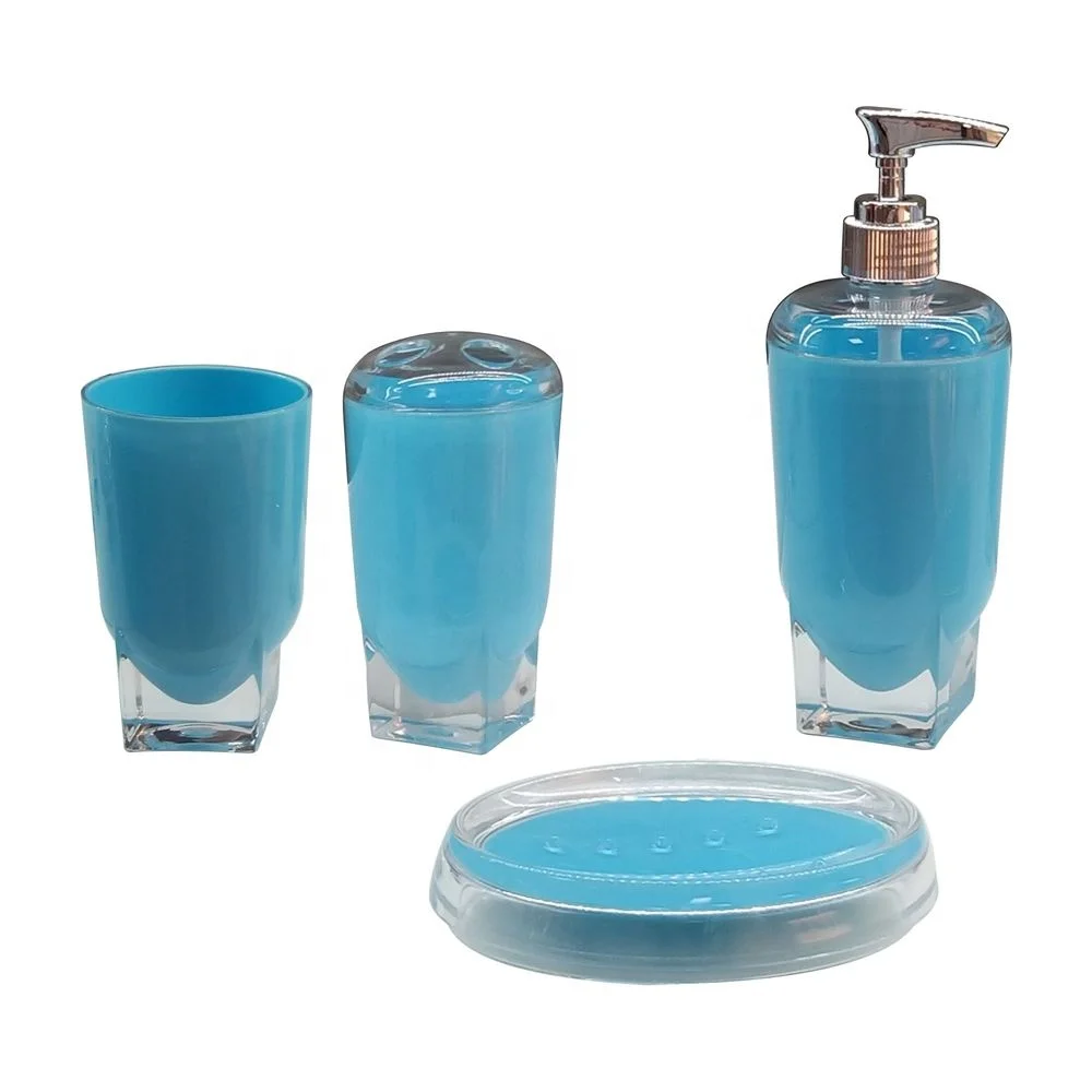 Colored 4 pcs acrylic bathroom accessories set