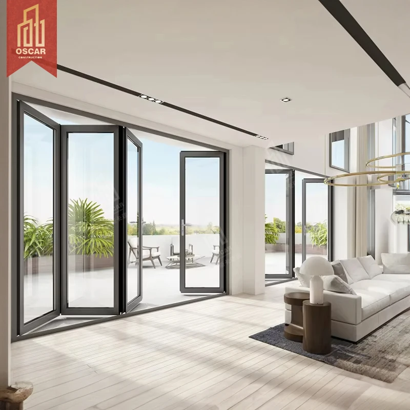 Oscaracso Small folding door movable house door occupying small space aluminium alloy white interior Folding door factory