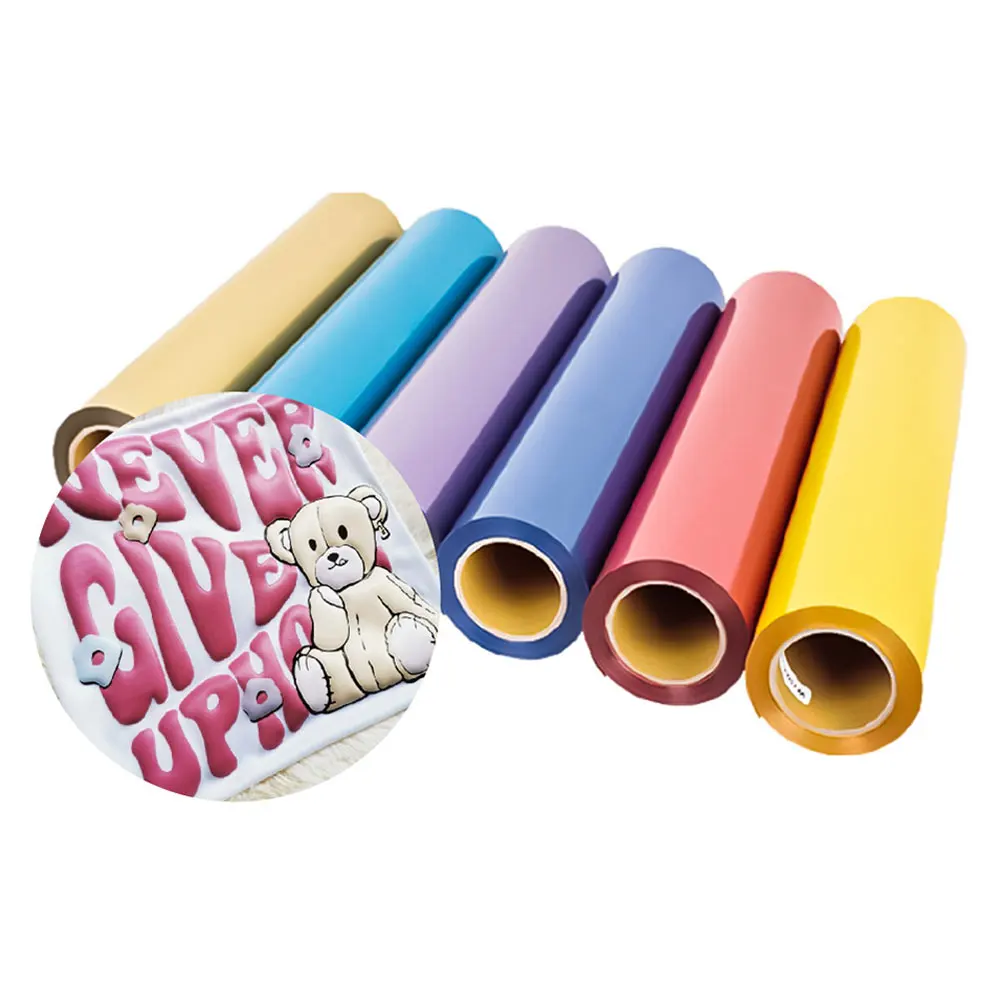 TIFFAN custom 3D stereo effect puff print heat transfer 3D puff vinyl heat transfer for t-shirts