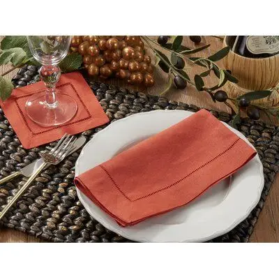 natural european french 100% pure linen hemstitch cocktail napkin stonewash customize embroidery