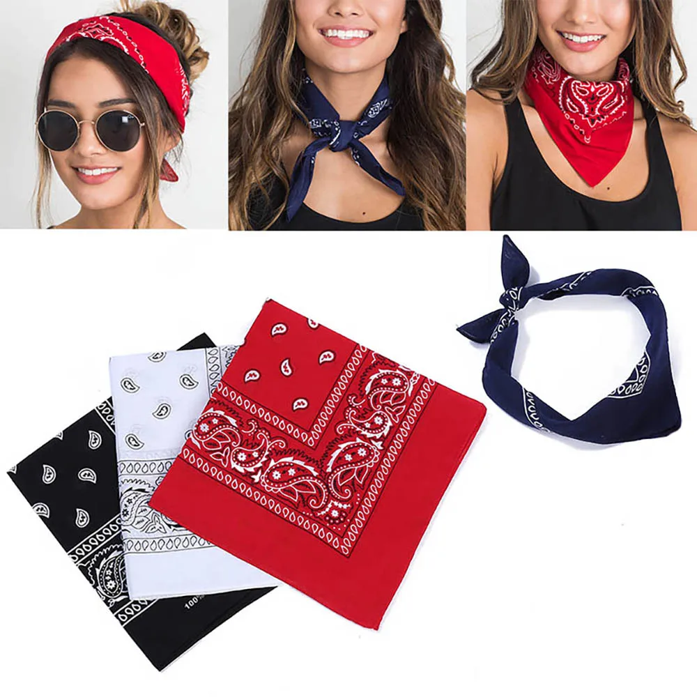 Personalized Designer Bulk Hair Band Headband Neck Head Scarf Cowboy Paisley Square Kerchief Bandana