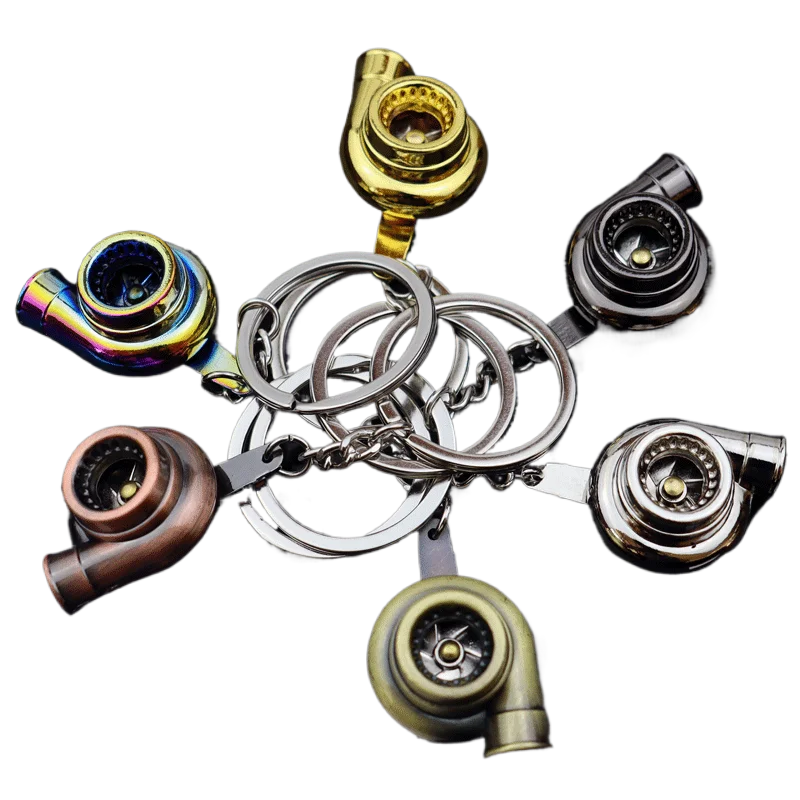 Keychain Maker Wholesale New Arrival Rotating Turbocharged Charm Keyring Metal Air Blower Key Holder Pendant Laser Logo