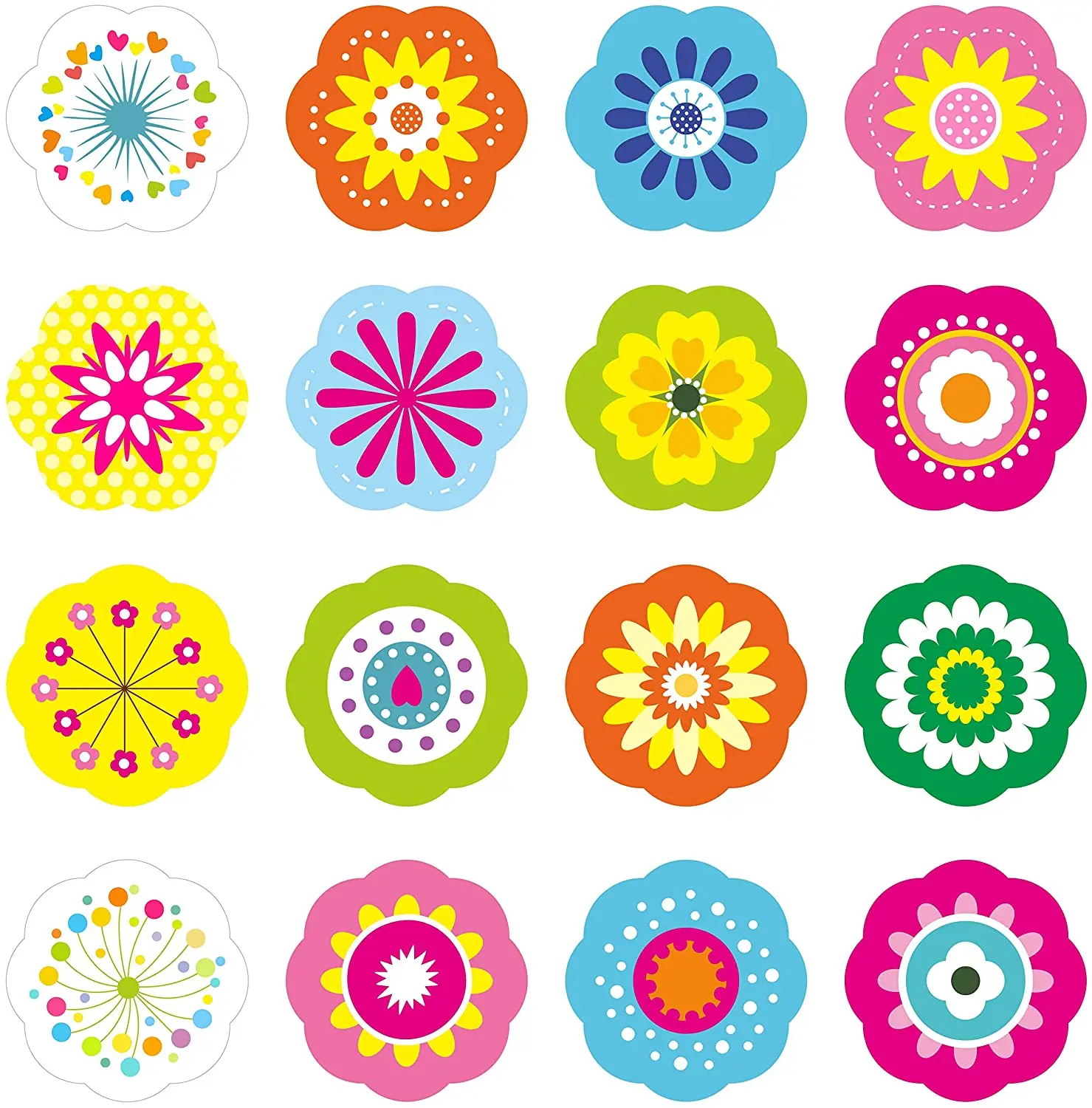 Flower Stickers Party Decoration Teacher Reward Encouragement Motivational Decals 16 Designs for Arts DIY Crafts