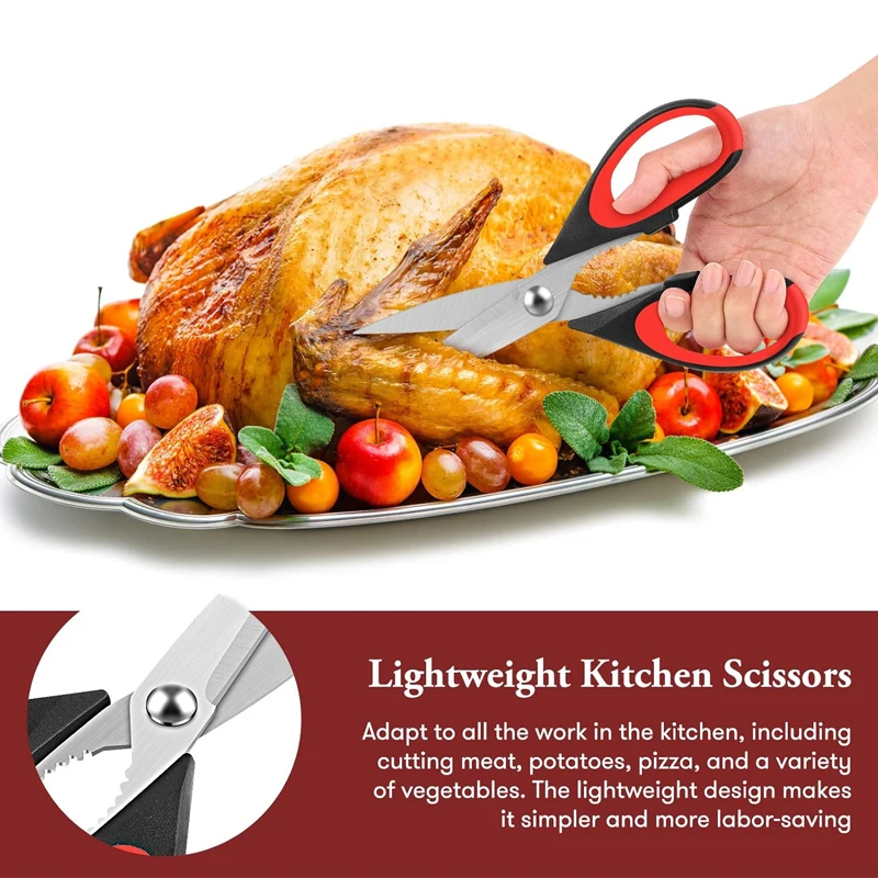 Dishwasher Safe Poultry Shears Herb Cutter Food Utility Stainless Steel Kitchen Scissors All Purpose Heavy Duty Kitchen Shears