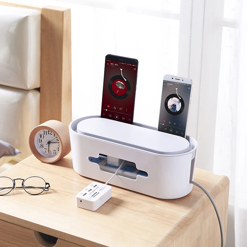 Good Quality Home Use Dust-proof Heat Dissipation Electric Wire Storage Table Use ABS Plastic Socket Organizer with Lid