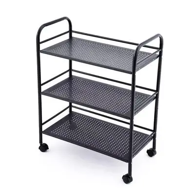 Home Kitchen Shelf Stainless Steel Storage Rack Floor-to-ceiling Black Paint Three-layer Vegetable Shelf Shelf