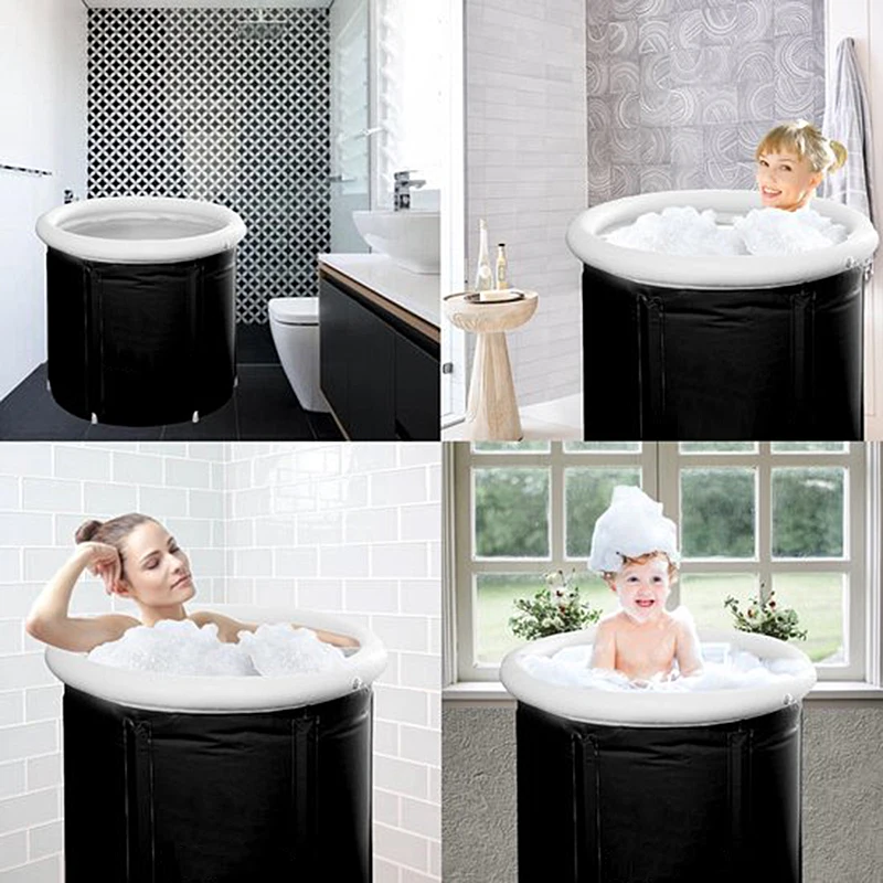 Black Customized PVC Folding Bathtub Portable Hot Bath Tub For Adult