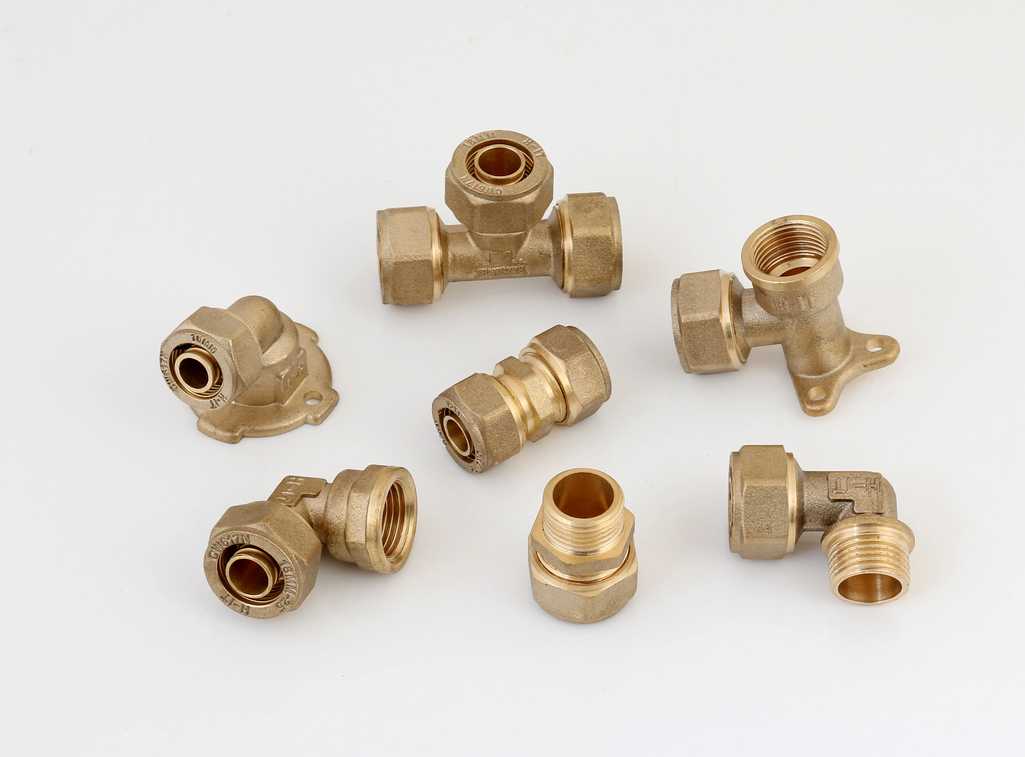 Pex pipe fittings brass compression fittings copper oring connector Wallplate  Elbow Female