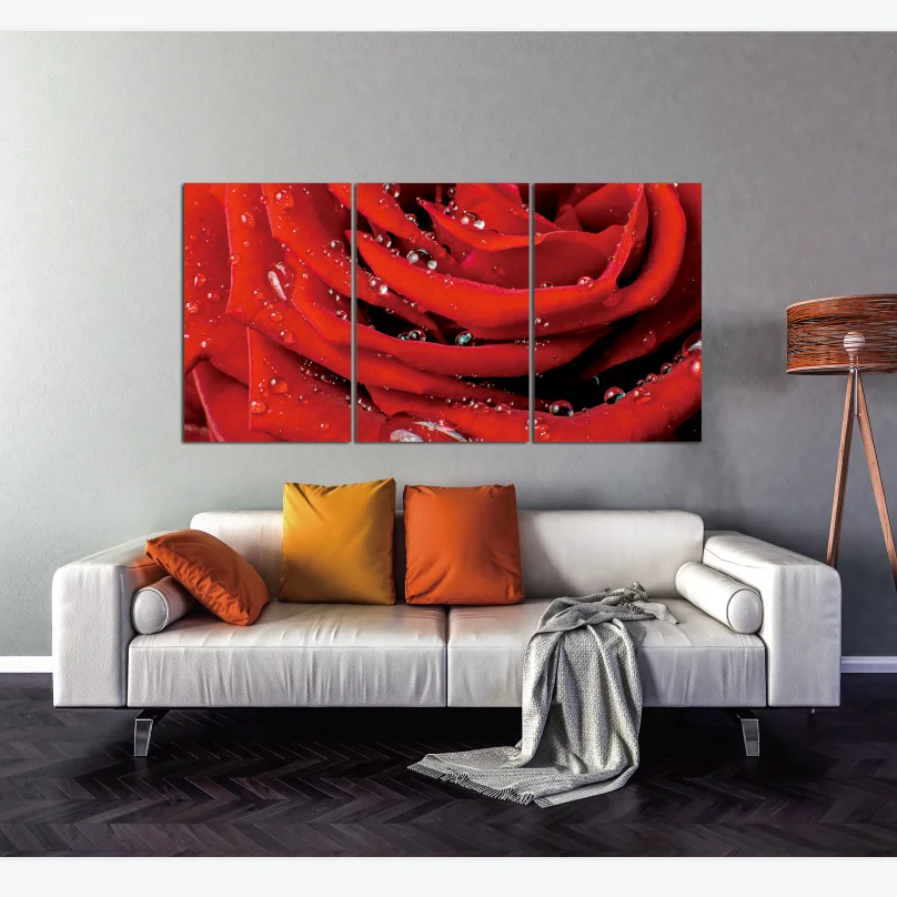 China professional Factory Wholesale Framed Art oil Prints Red Rose acrylic Wall Painting Canvas