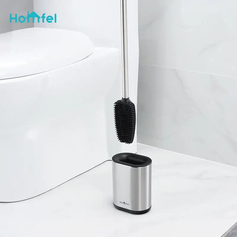 Hot nice look Europe style Stainless Steel SS compact Bathroom TPR 2.0 Toilet Brush Holder SET durable Toilet Brush