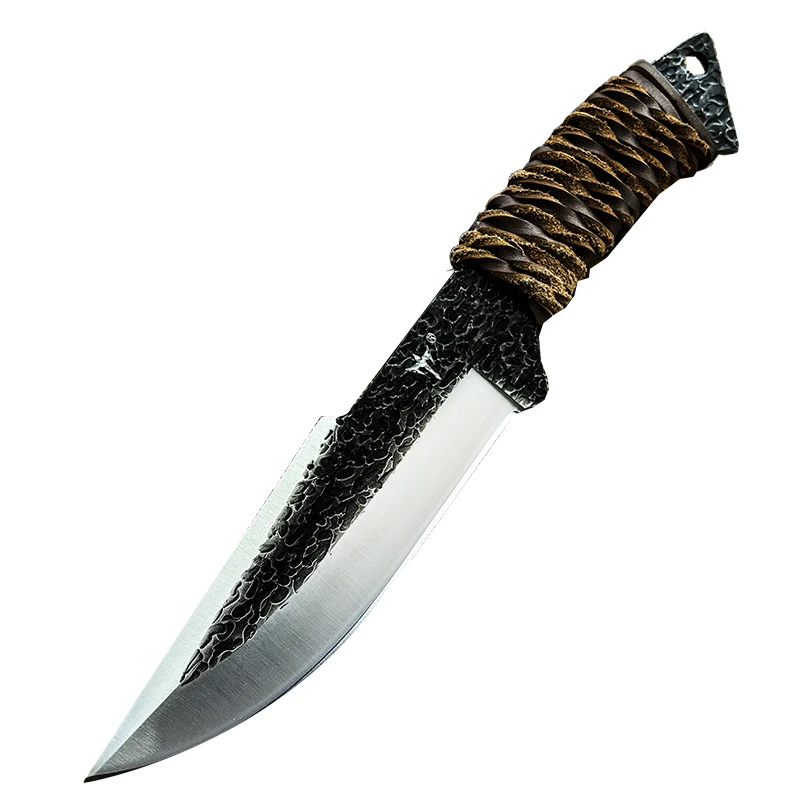 009 Wholesale Outdoor Camping Survival Self Defense Steel Knife With Nylon Pouch Fixed Blade Knife