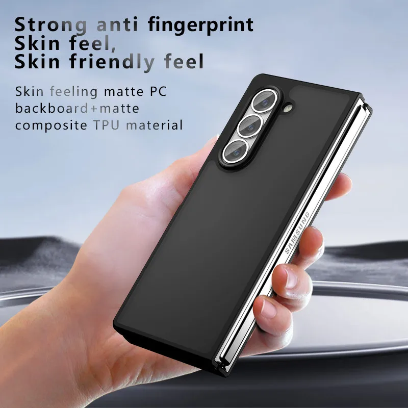 For Samsung Galaxy Z Fold 6 5 4 Matte Case Skin Feeling Matte Soft Silicone Folding Hinge Hard PC + TPU Protective Back Shell