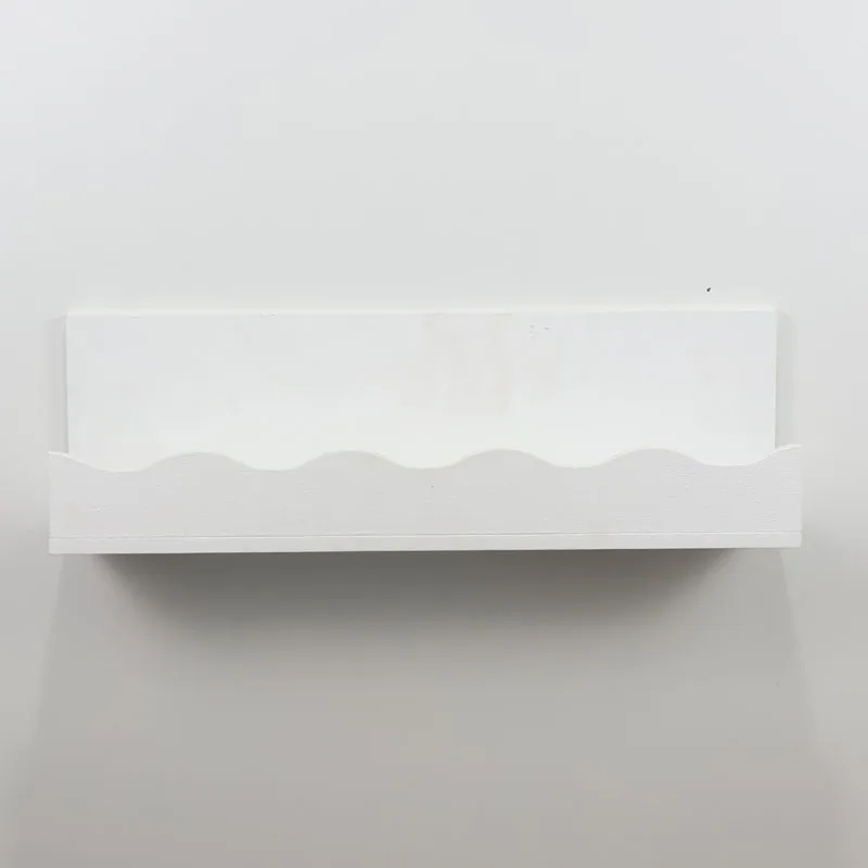 Customized Wood Wall Mounted Organizer Scalloped Nursery Wood Floating Shelf