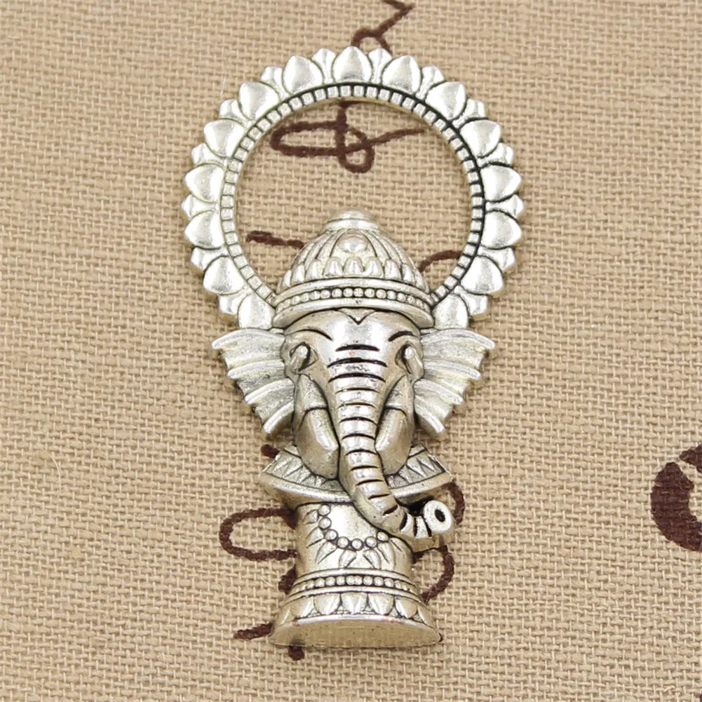 Подвески Ganesha слон Будда 50x28 мм тибетский серебряный цвет антикварные ювелирные изделия Сделай Сам ручной работы